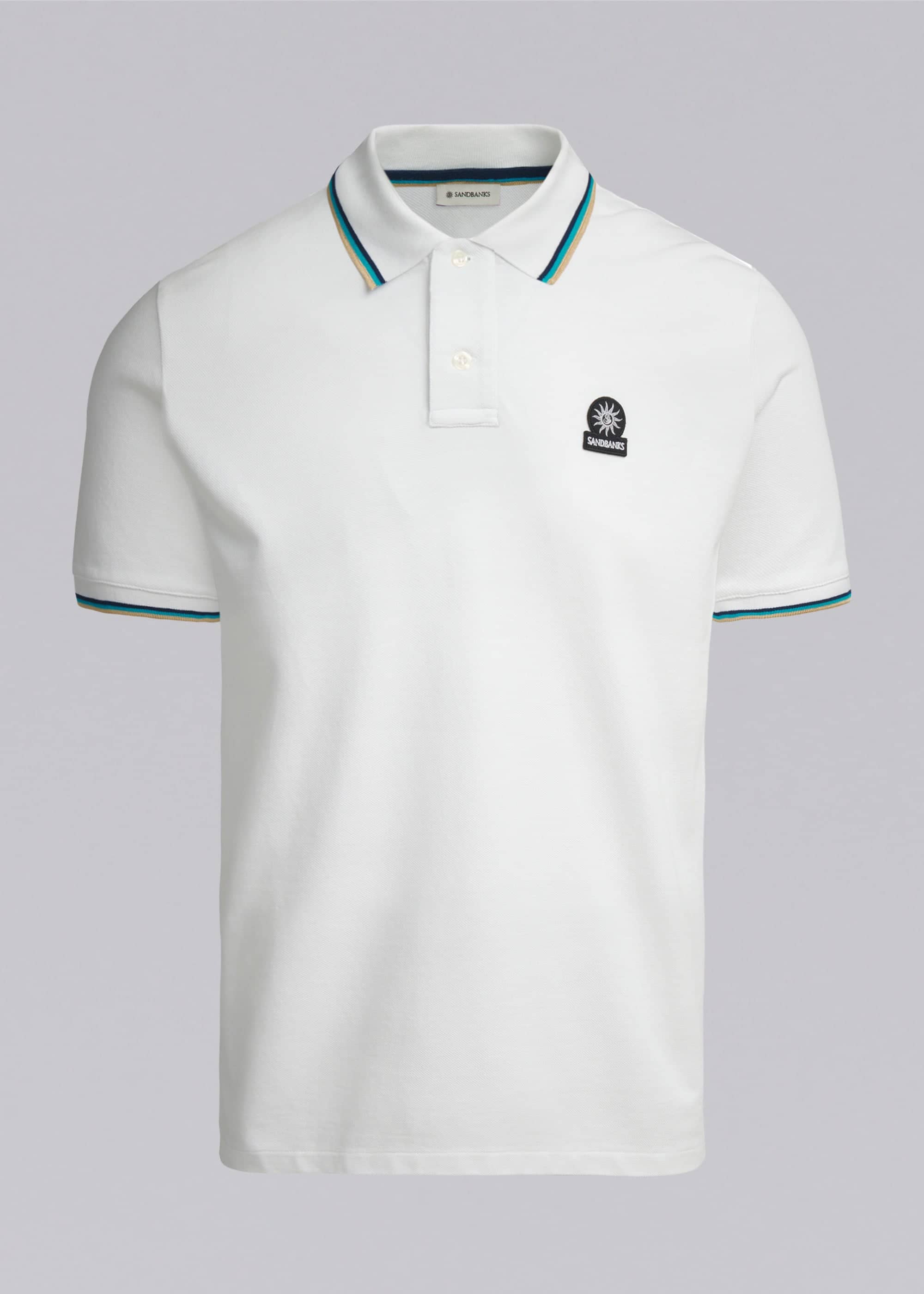 Sandbanks Badge Logo Polo Shirt - White - Sandbanks