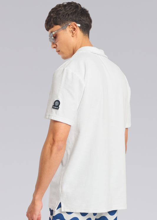 Sandbanks Revere Collar Towelling Polo Shirt - White