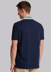 Sandbanks Tri-Colour Collar Polo Shirt - Navy