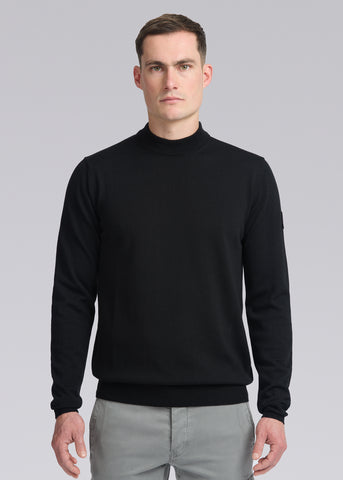 Sandbanks Turtle Neck Merino Wool Jumper - Black