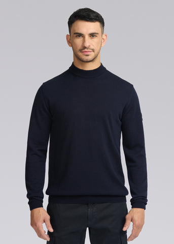 Sandbanks Turtle Neck Merino Wool Jumper - Navy