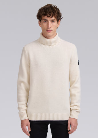 Sandbanks Merino Wool-Cashmere Roll Neck Jumper - Ecru