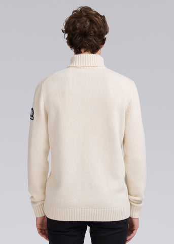 Sandbanks Merino Wool-Cashmere Roll Neck Jumper - Ecru