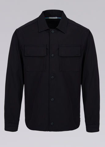 Sandbanks Gabardine Button Down Overshirt - Black