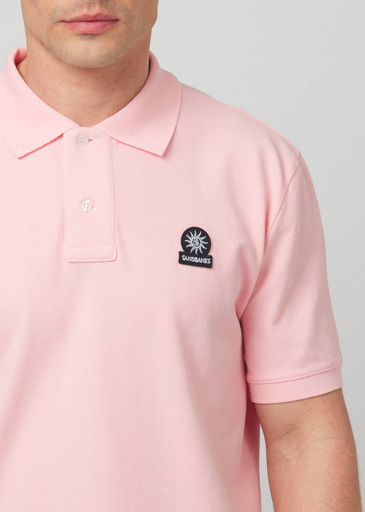 Sandbanks Badge Logo Pique Polo Shirt - Crystal Rose