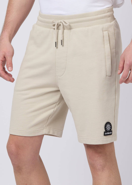 Sandbanks Badge Logo Sweat Shorts - Stone