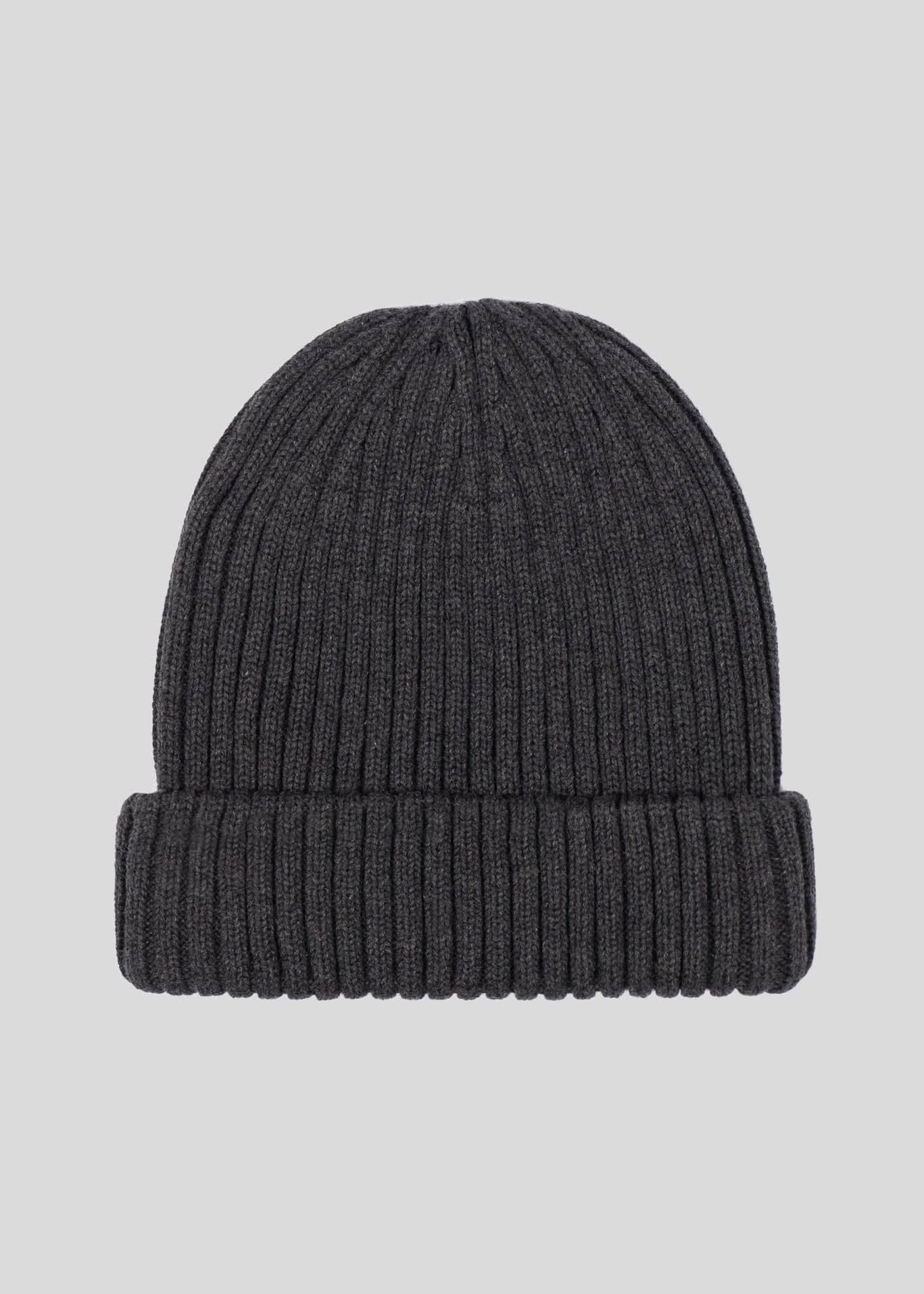 Sandbanks Badge Logo Merino Wool Beanie - Anthracite - Sandbanks