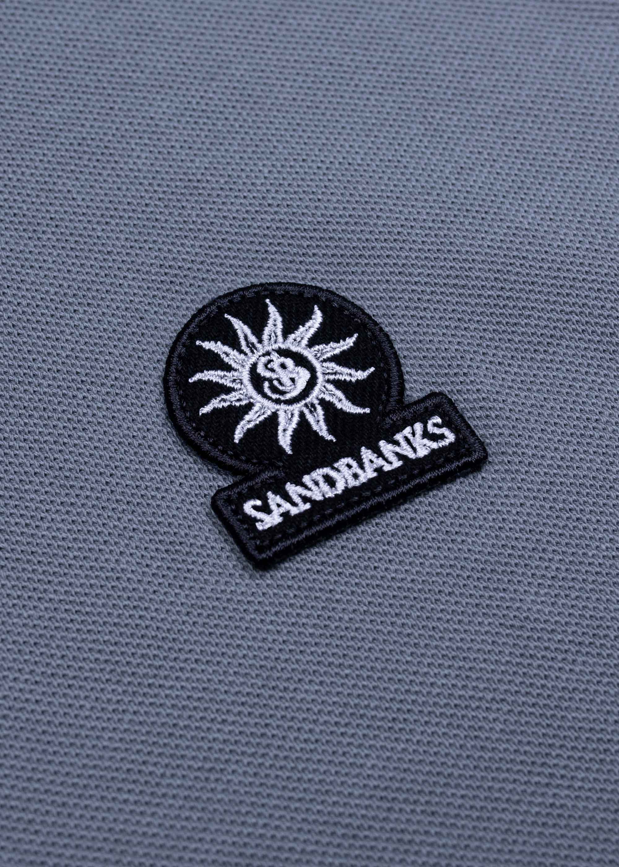 Sandbanks Badge Logo Long Sleeve Polo Shirt - Grey - sandbanksco.com