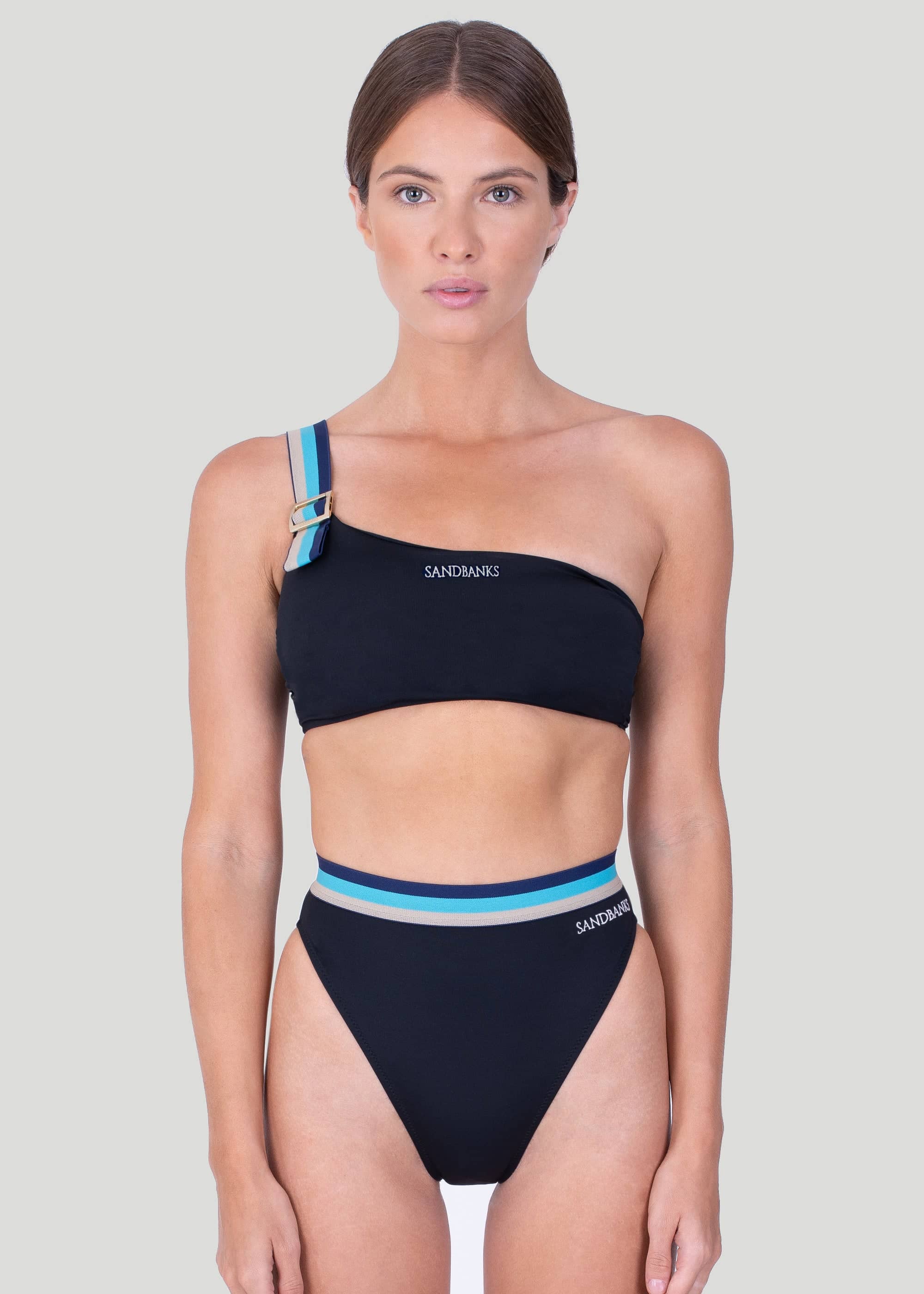 Sandbanks One Shoulder Bikini Top - Black - sandbanksco.com