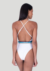 Sandbanks Swimsuit with Elasticated Belt - White - sandbanksco.com